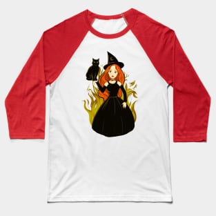 Cute witch with a black cat Baseball T-Shirt